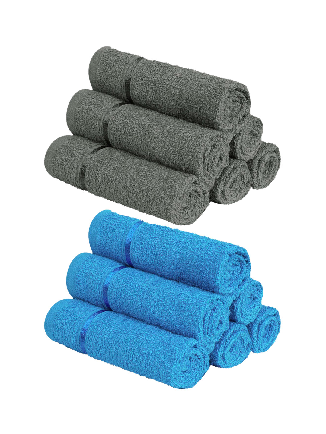 

Story@home Set of 12 Solid 450 GSM Pure Cotton Face Towels, Blue