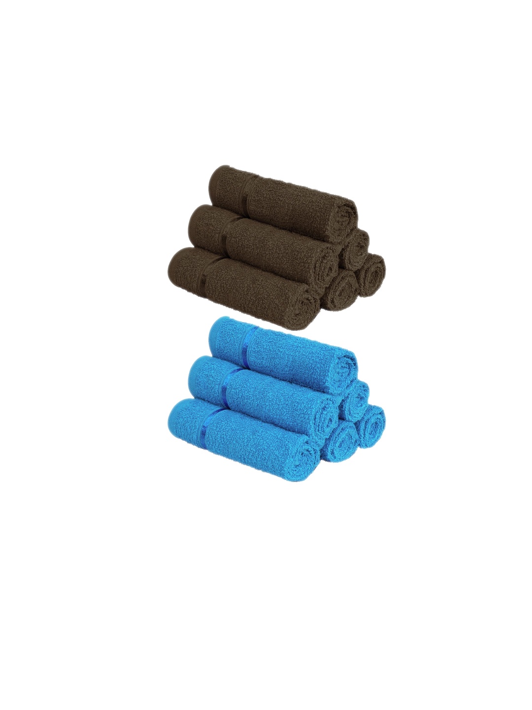 

Story@home Set Of 12 Blue & Brown 450 GSM Pure Cotton Face Towels