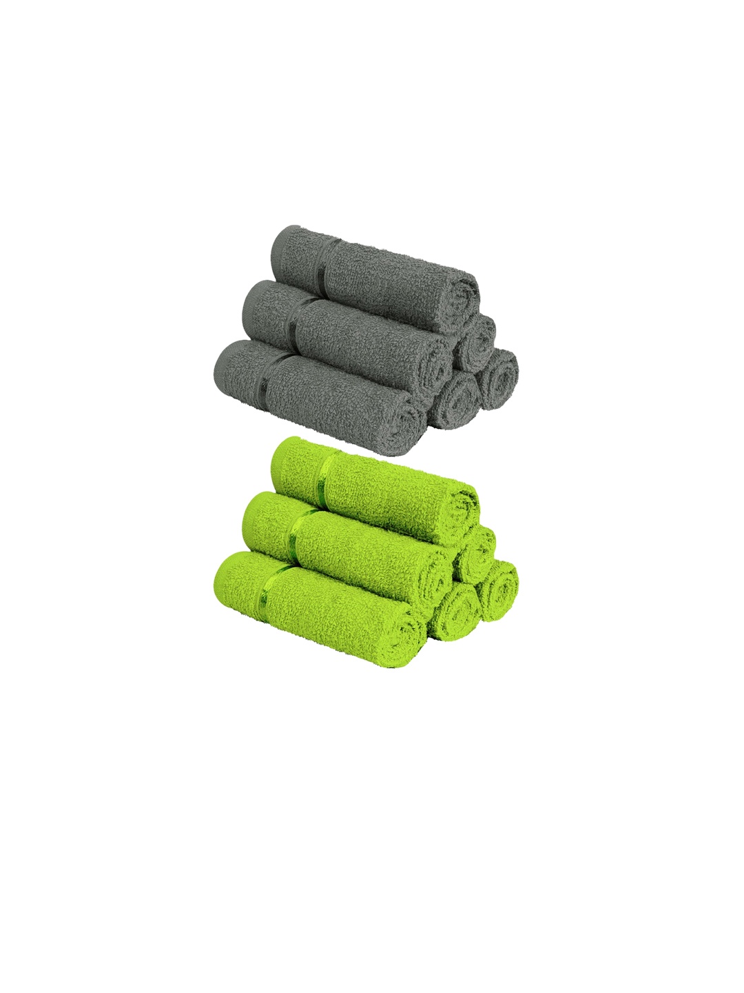 

Story@home Set Of 12 Solid 450 GSM Pure Cotton Face Towels, Green