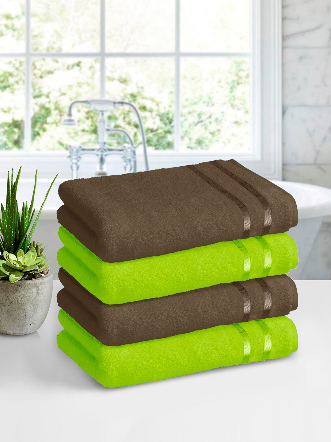 

Story@home Set Of 4 450GSM Bath Towels, Green