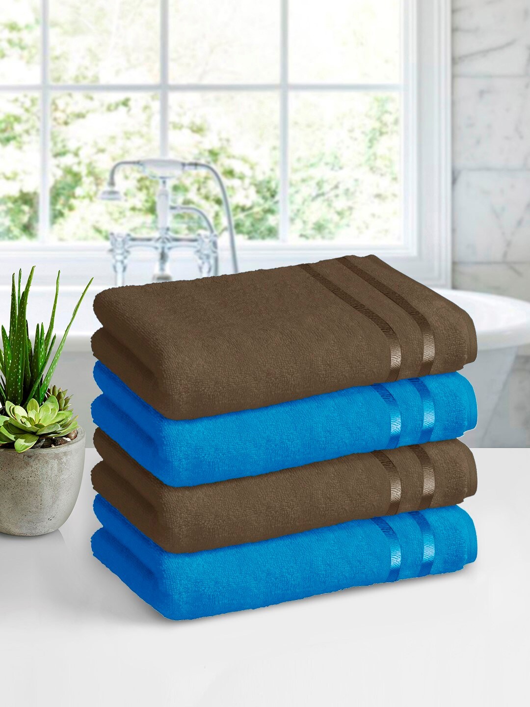 

Story@home Set of 4 Pure Cotton 450 GSM Bath Towel, Blue