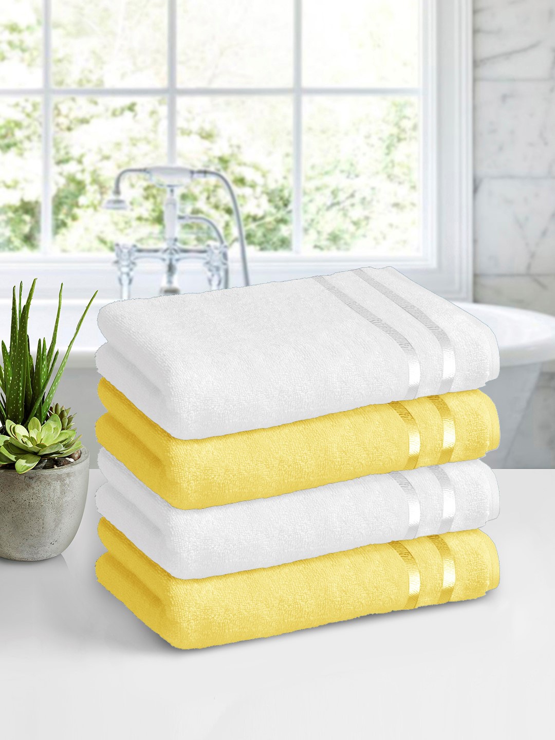 

Story@home Set of 4 Pure Cotton 450 GSM Bath Towel, White