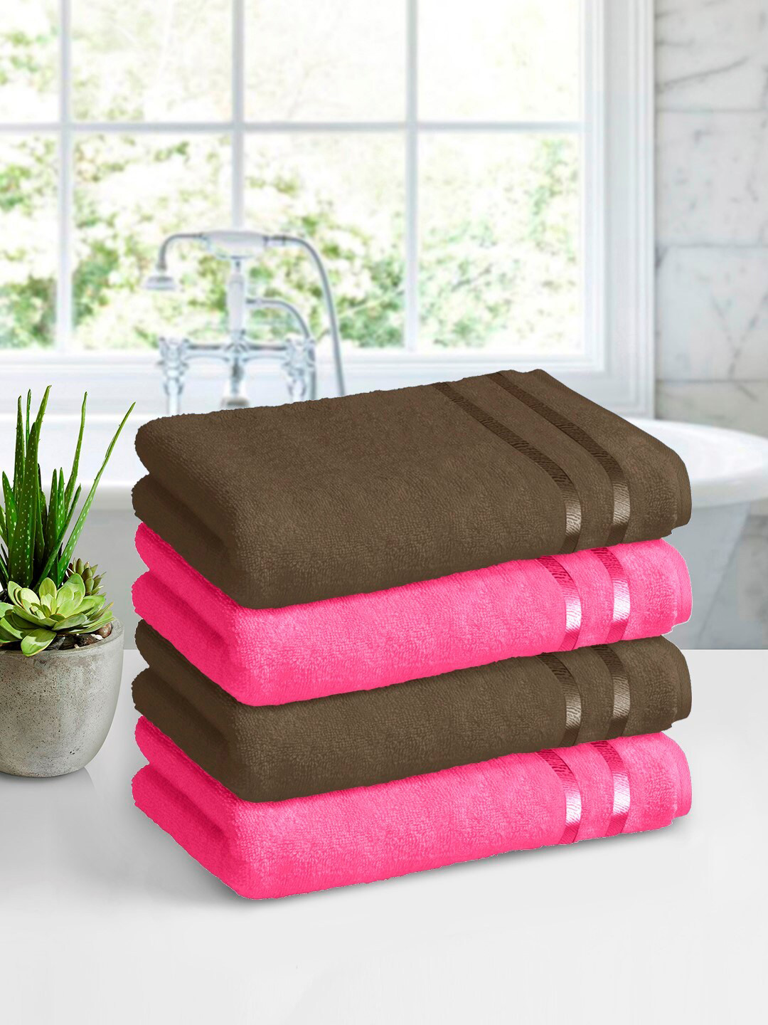 

Story@home Set Of 4 450GSM Bath Towels, Pink