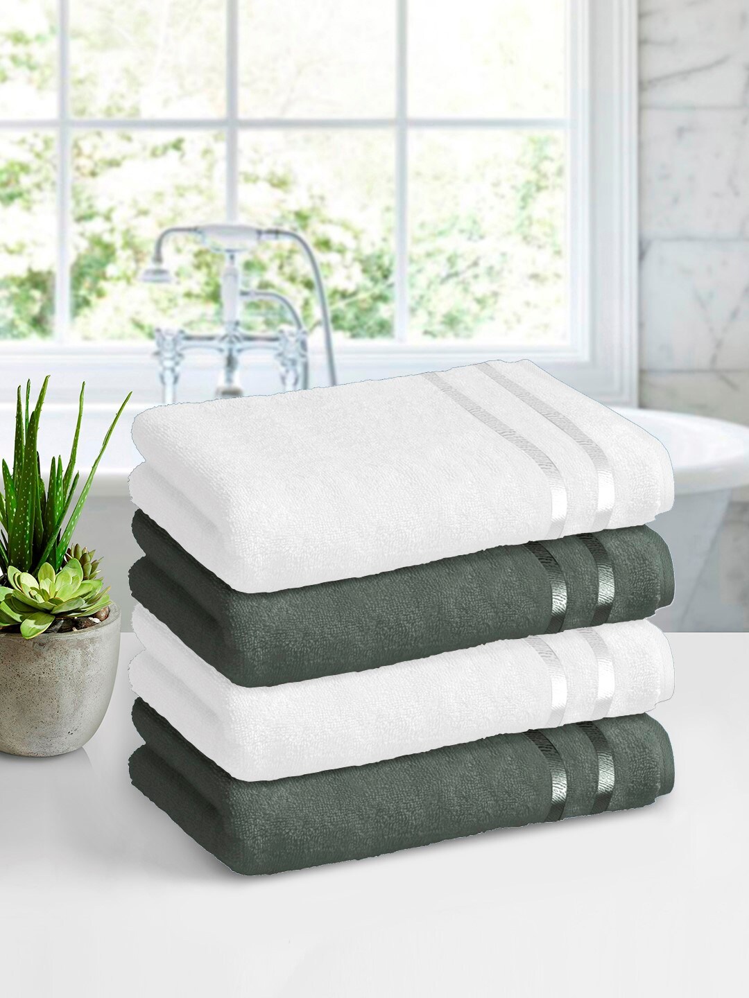 

Story@home Set Of 4 450GSM Bath Towels, White