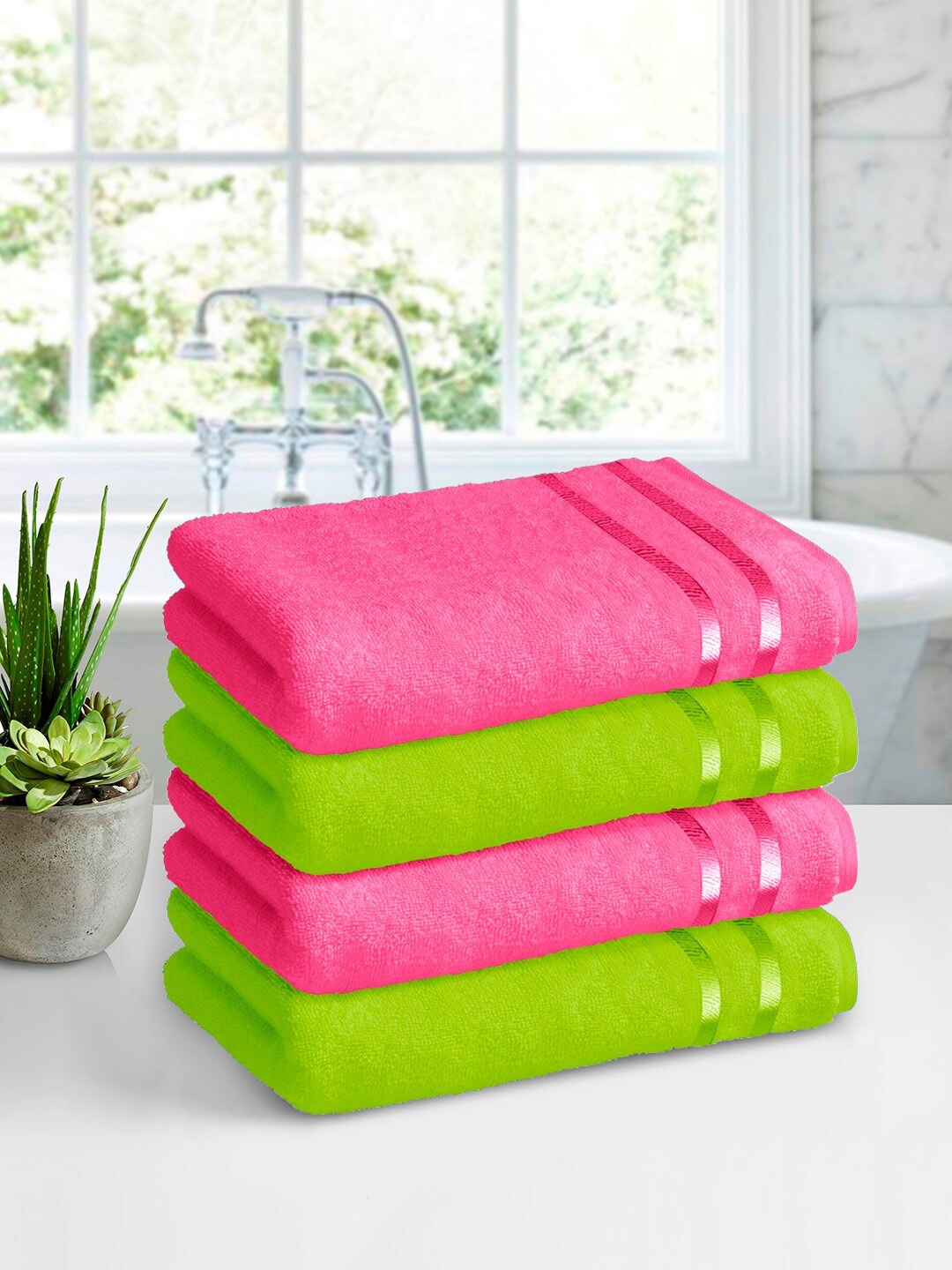 

Story@home Set of 4 Pure Cotton 450 GSM Bath Towel, Pink