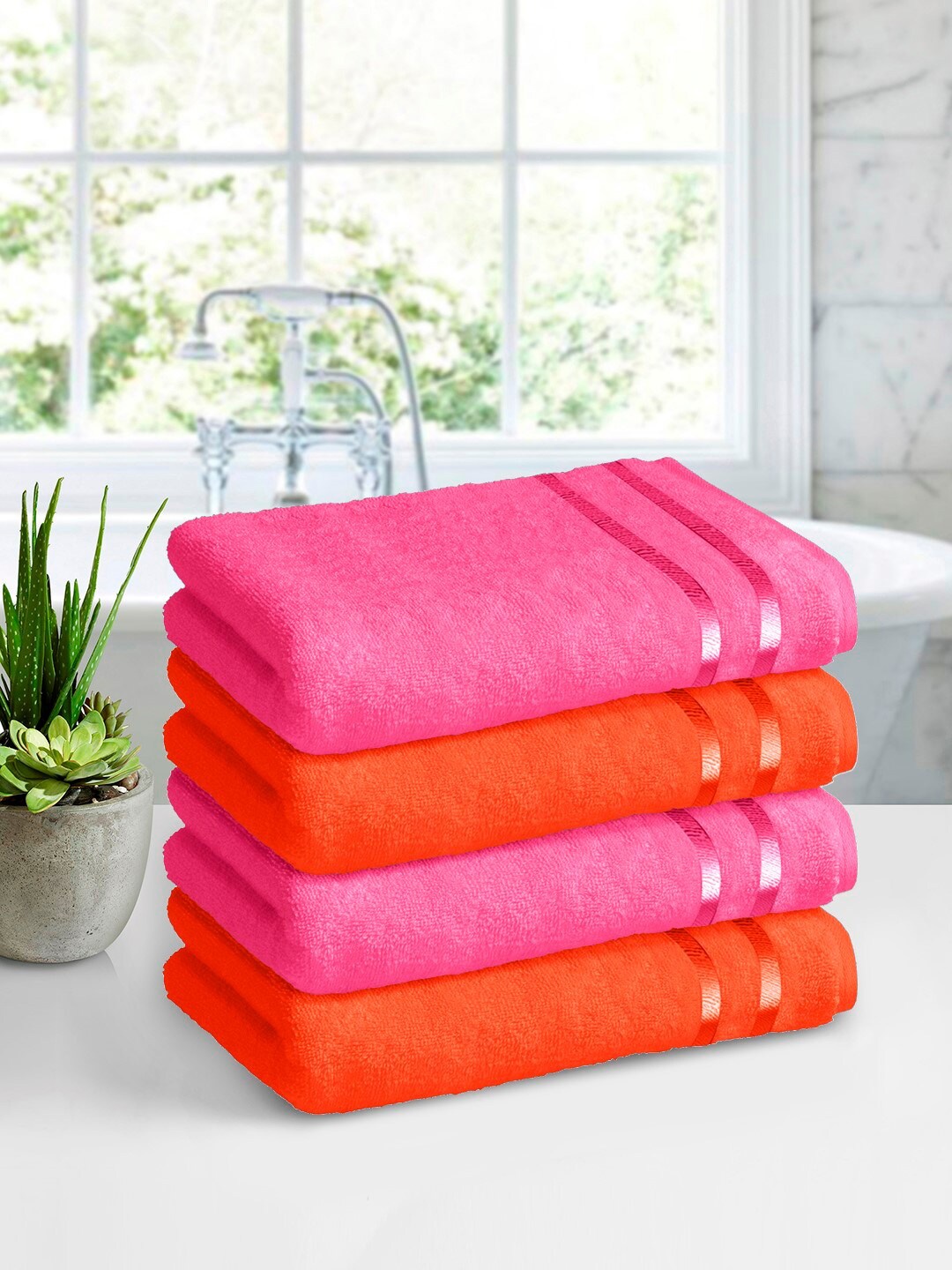 

Story@home Set of 4 Pure Cotton 450 GSM Bath Towel, Pink