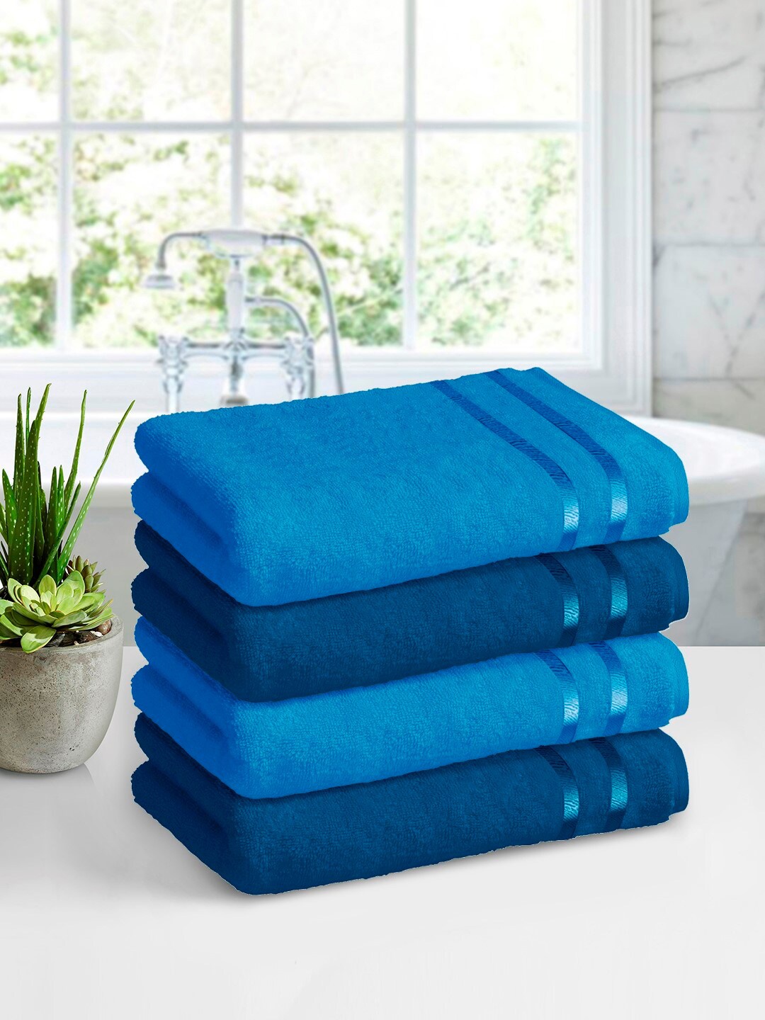 

Story@home Set Of 4 450GSM Bath Towels, Blue