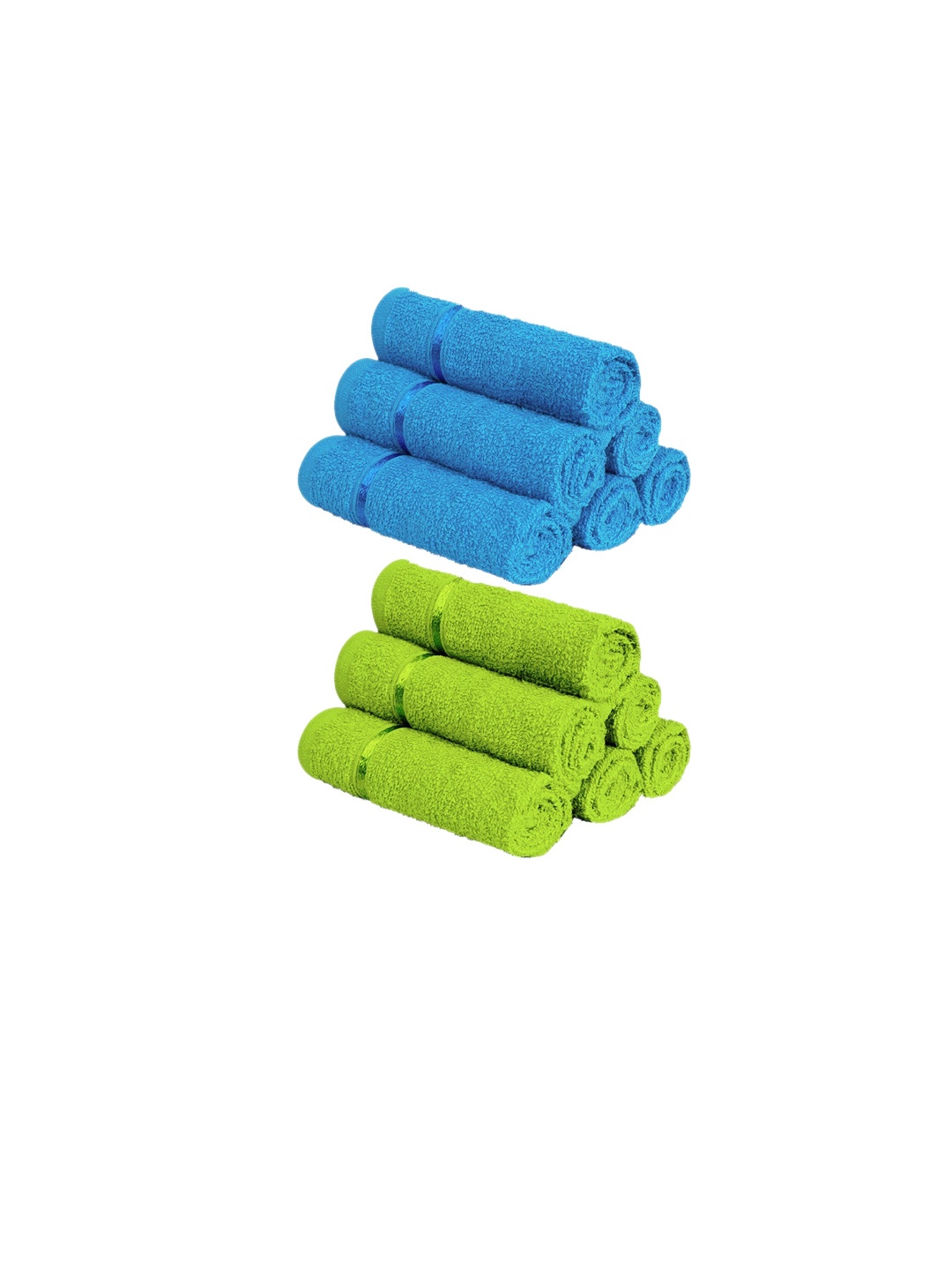 

Story@home Set Of 12 Solid 450 GSM Pure Cotton Face Towels, Green