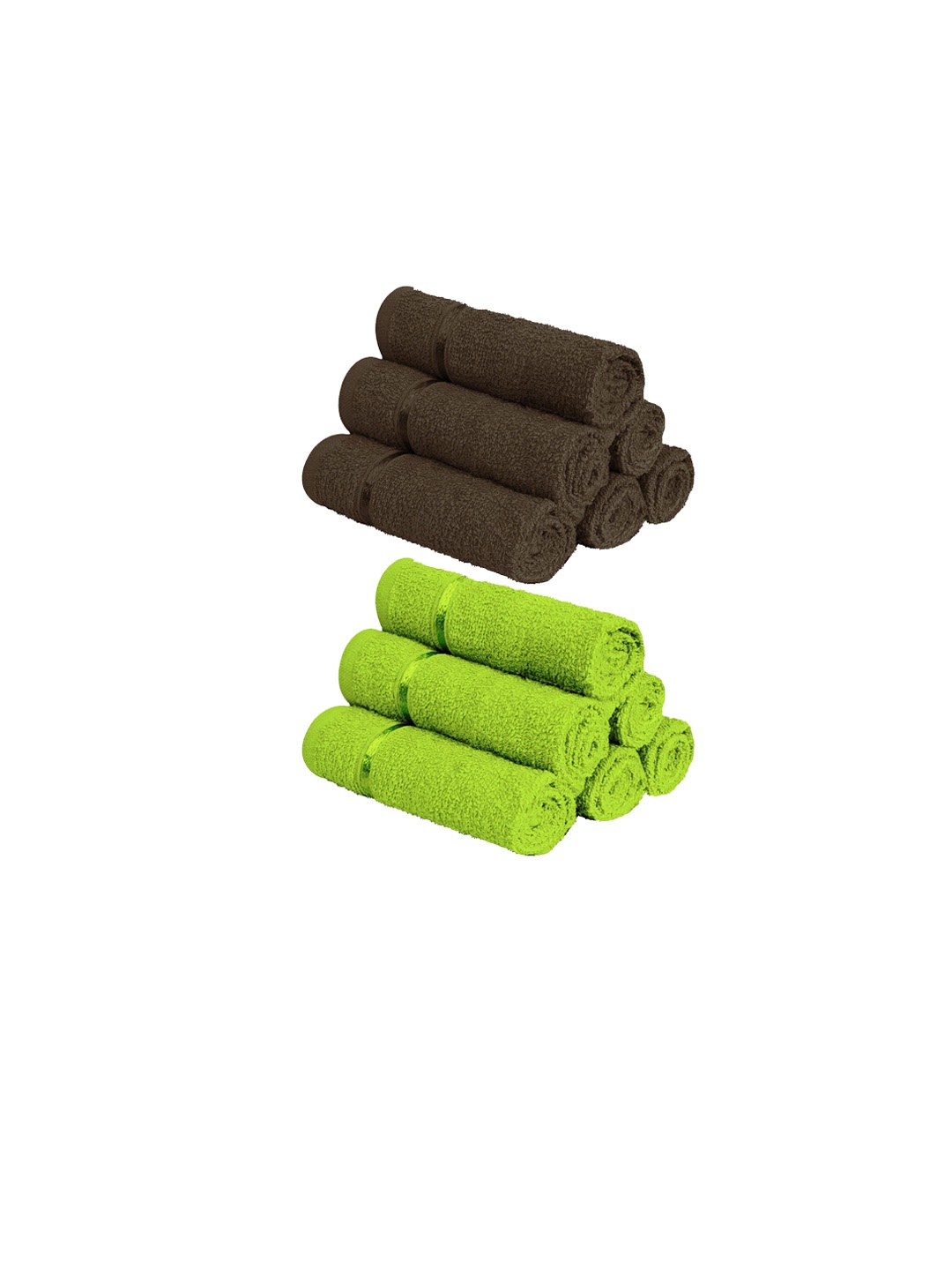 

Story@home Set Of 12 Solid 450 GSM Pure Cotton Face Towels, Green