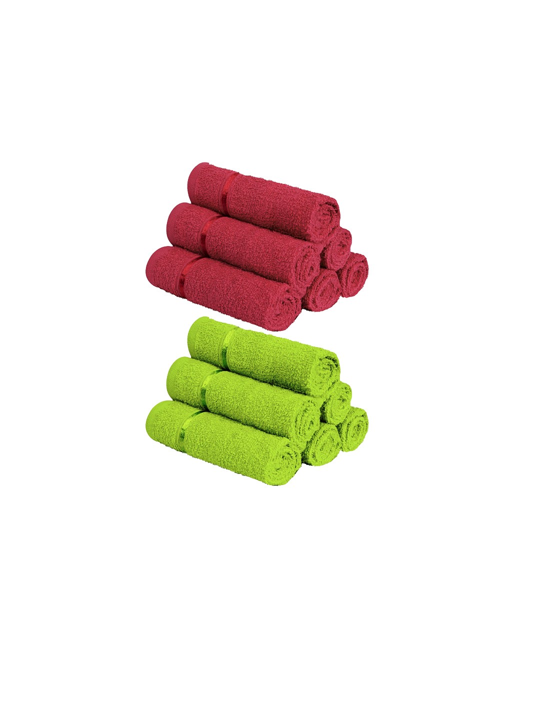 

Story@home Set Of 12 Solid 450 GSM Pure Cotton Face Towels, Green
