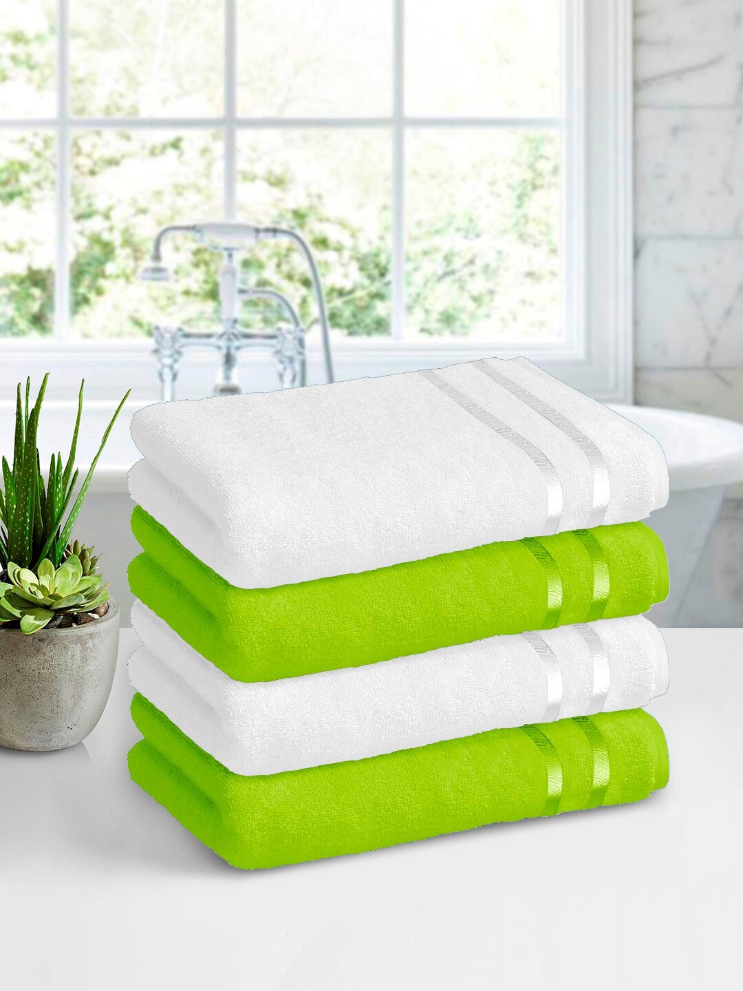 

Story@home Set of 4 Pure Cotton 450 GSM Bath Towel, White