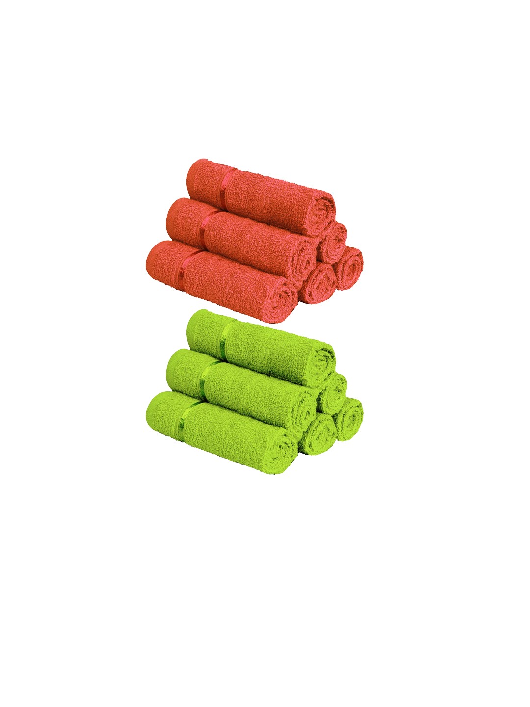 

Story@home Set Of 12 Solid 450 GSM Pure Cotton Face Towels, Green