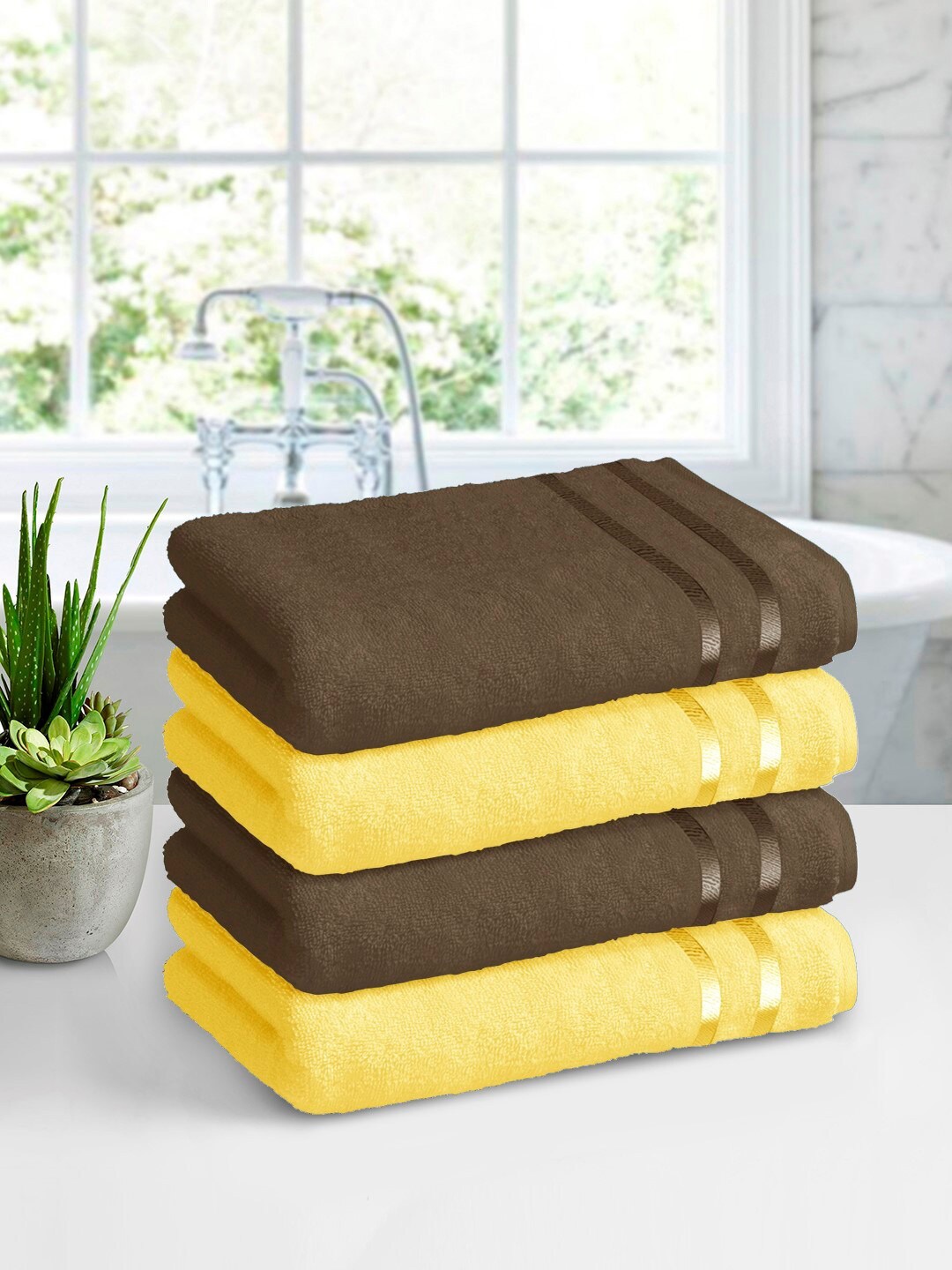 

Story@home Set Of 4 450GSM Bath Towels, Brown