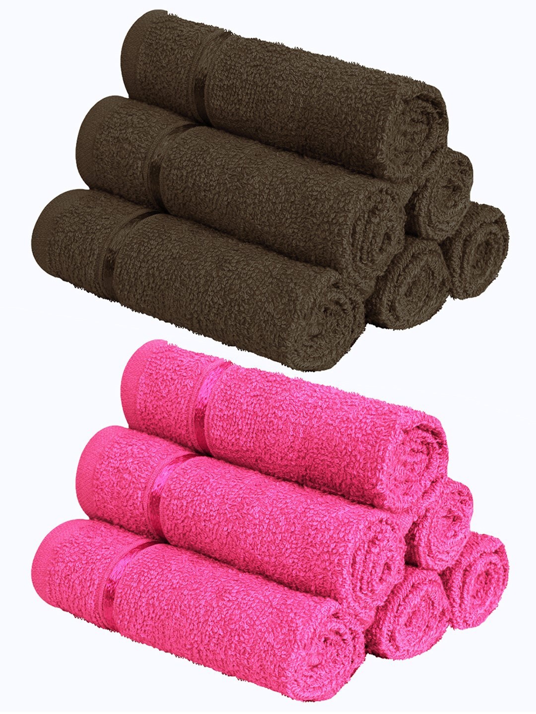 

Story@home Set Of 12 Solid 450 GSM Pure Cotton Face Towels, Pink