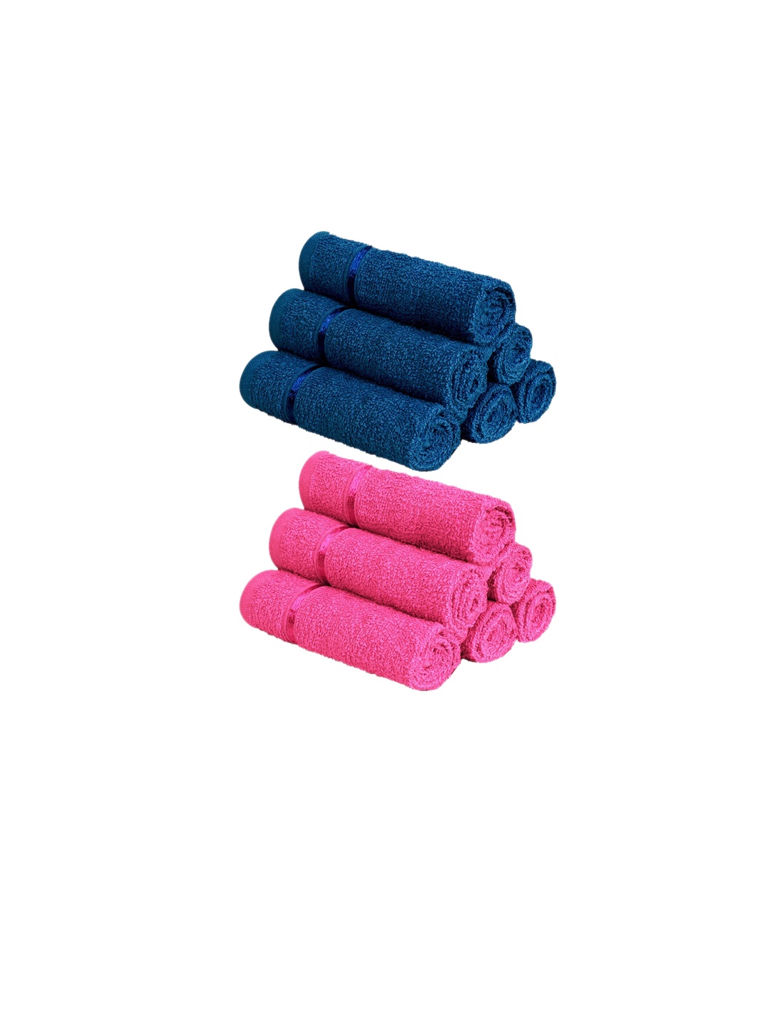 

Story@home Set Of 12 Pink & Blue Solid 450 GSM Pure Cotton Face Towels