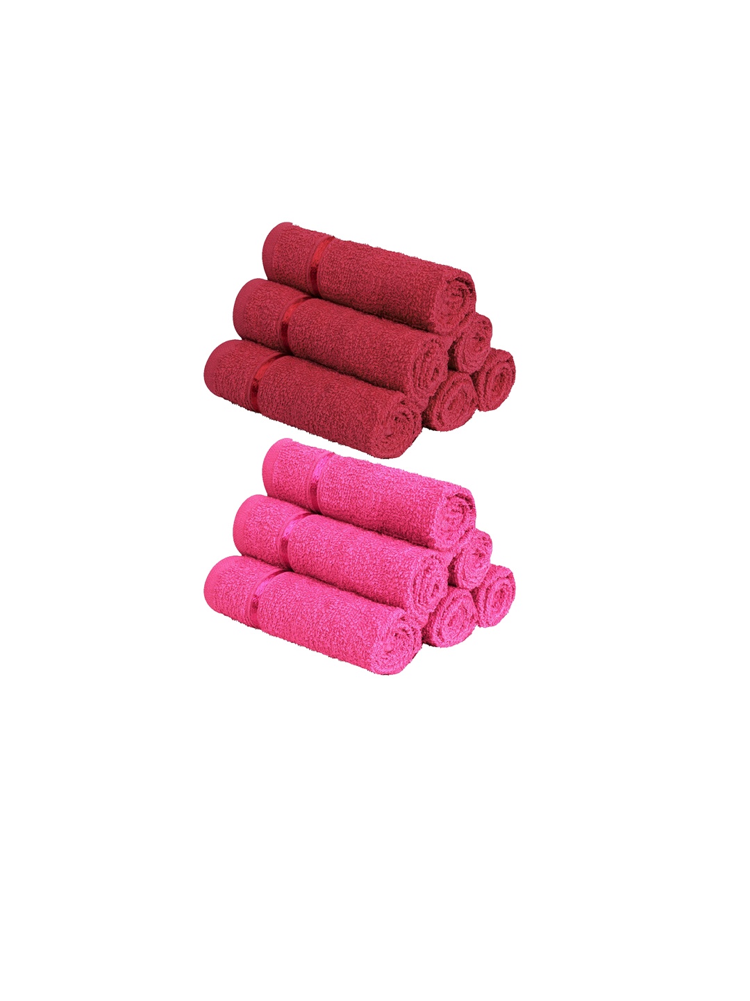 

Story@home Set Of 12 Solid 450 GSM Pure Cotton Face Towels, Pink