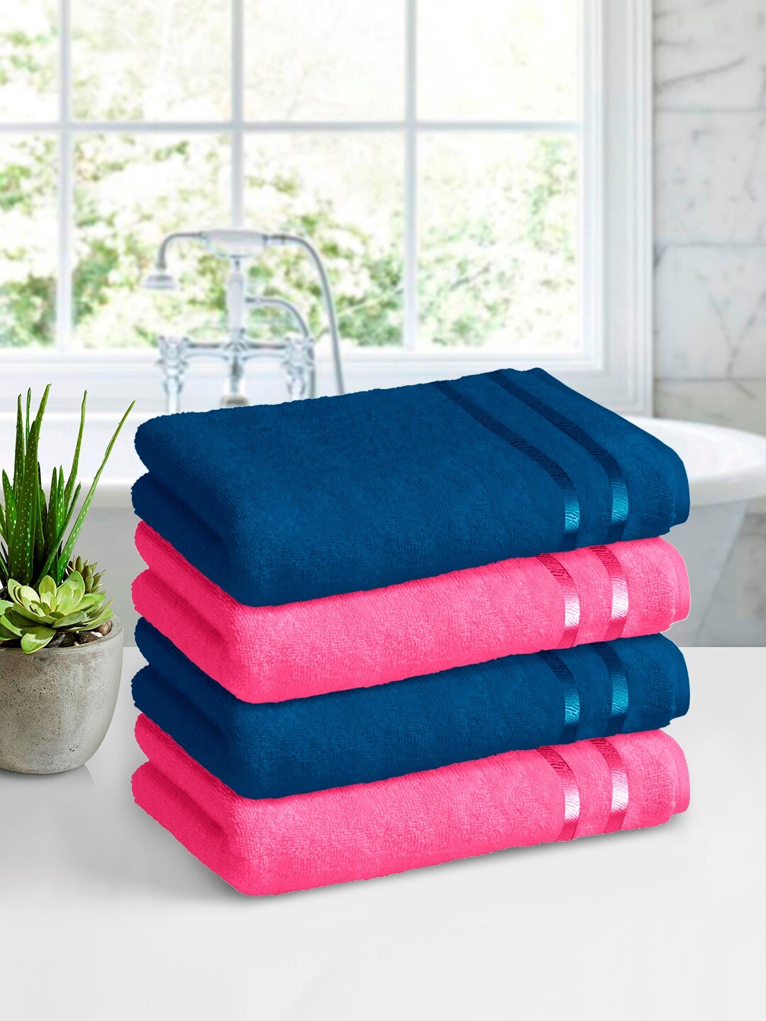 

Story@home Set of 4 Pure Cotton 450 GSM Bath Towel, Pink