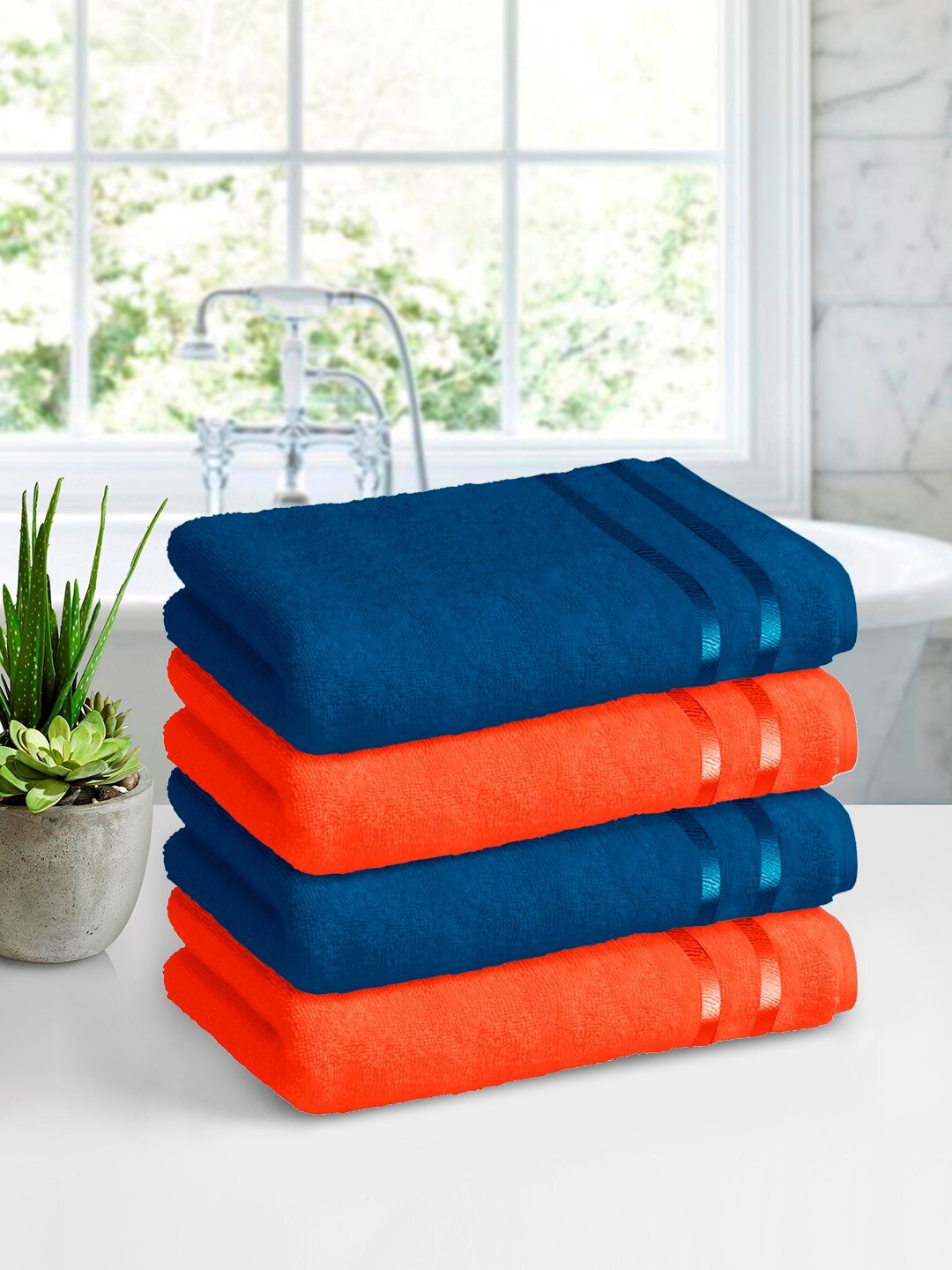 

Story@home Set of 4 Pure Cotton 450 GSM Bath Towel, Orange