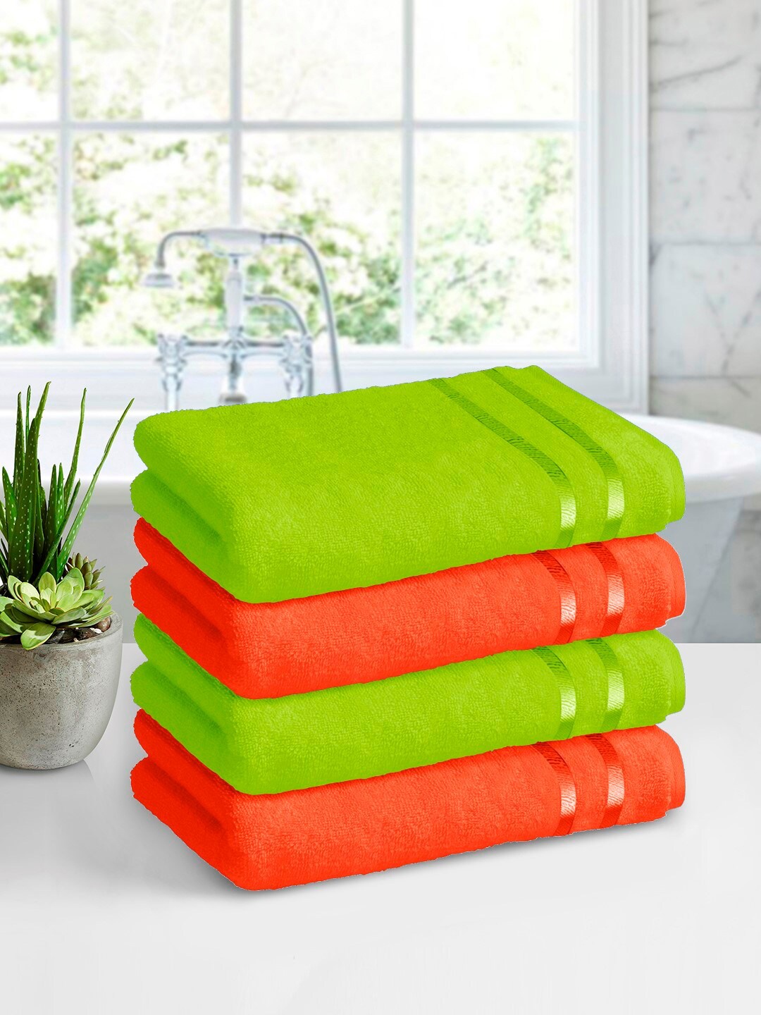 

Story@home Set Of 4 450GSM Bath Towels, Green