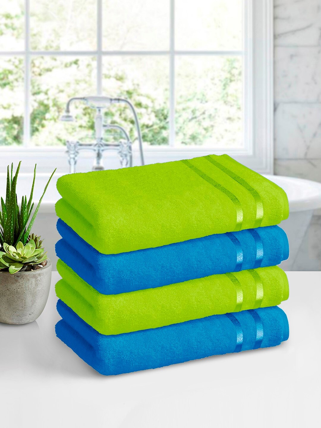 

Story@home Set Of 4 450GSM Bath Towels, Green