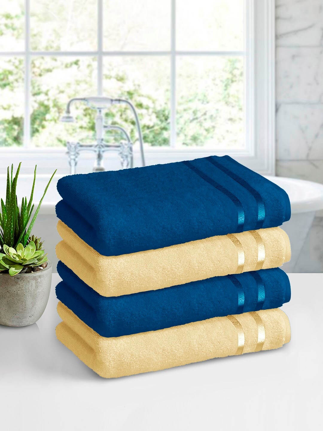 

Story@home Set of 4 Pure Cotton 450 GSM Bath Towel, Blue