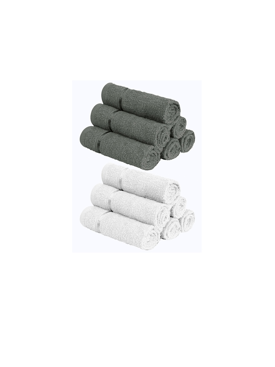 

Story@home Set Of 12 Charcoal & White Solid 450 GSM Pure Cotton Face Towels