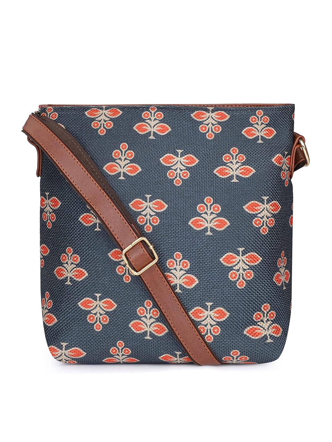 

THE CLOWNFISH Aahna Grey Floral Printed Structured Tote Bag