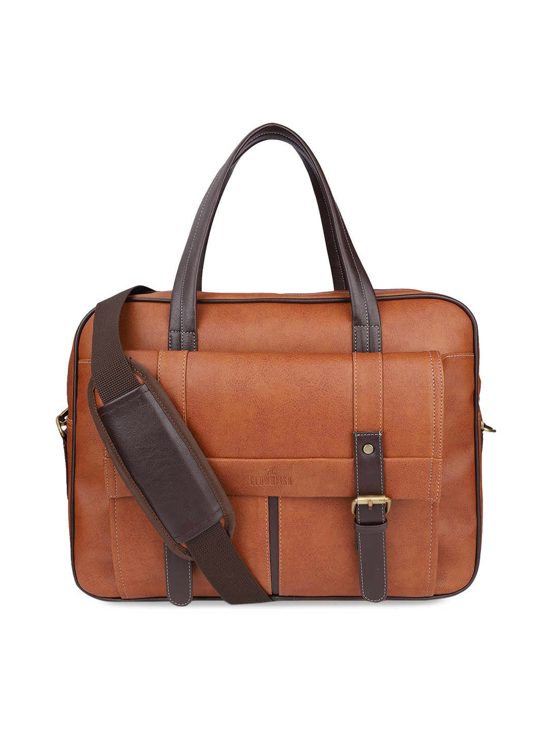 

THE CLOWNFISH Unisex Tan Brown Laptop Briefcase