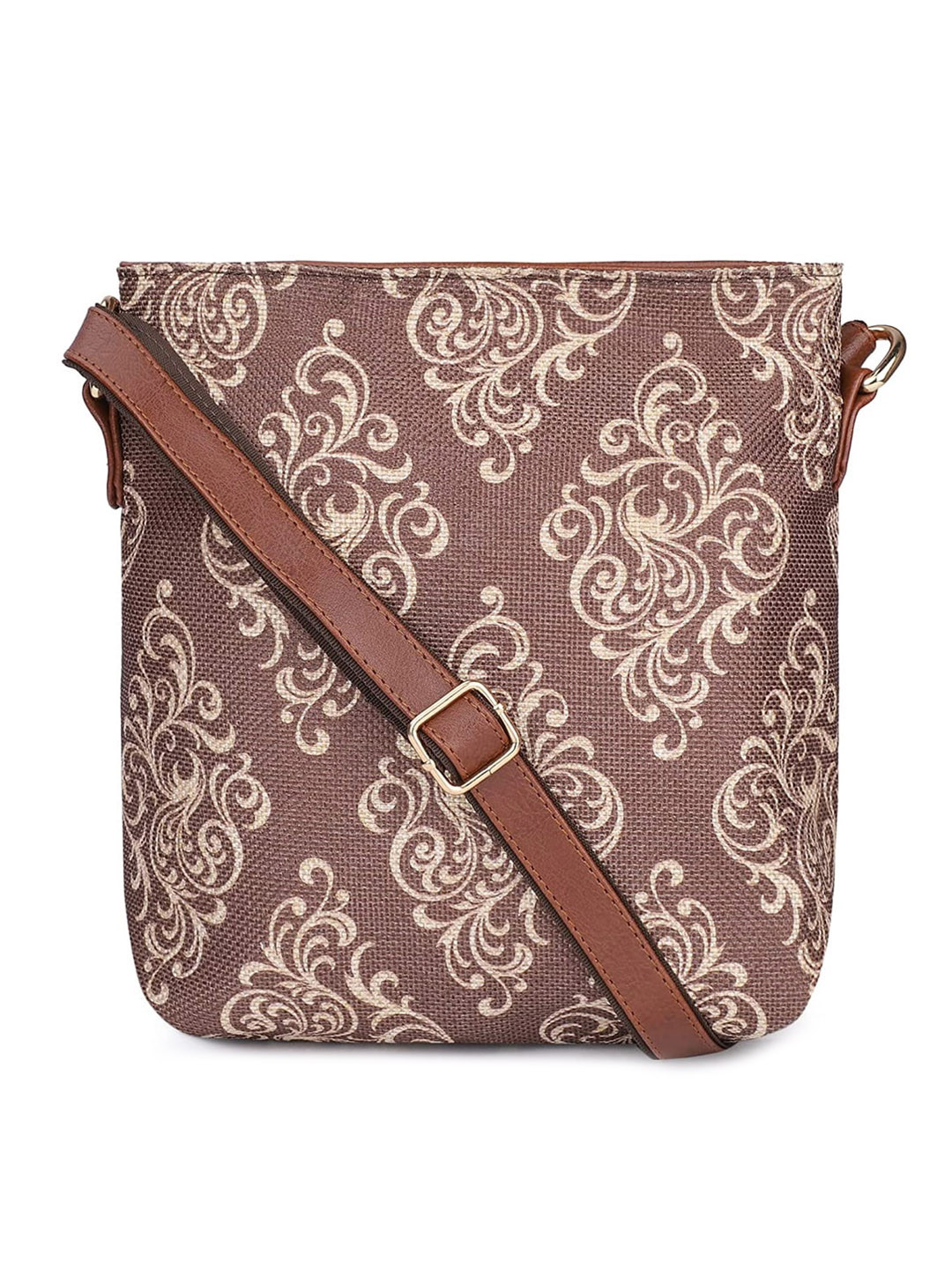 

THE CLOWNFISH Aahna Brown Ethnic Motifs Printed Sling Bag