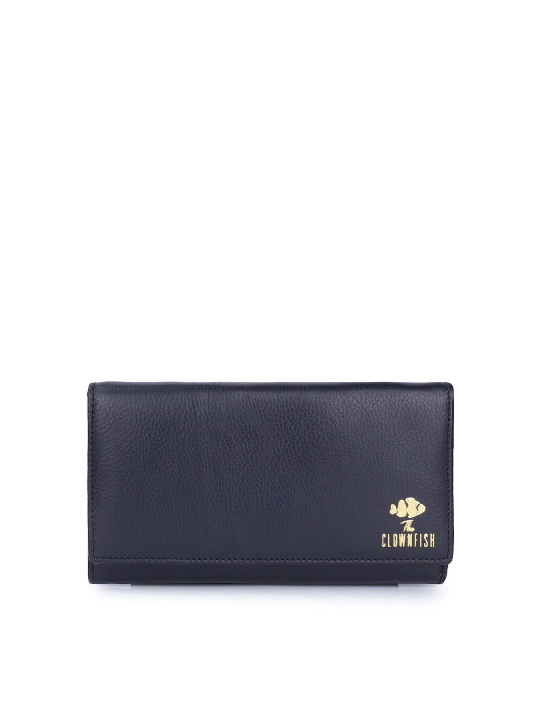 

THE CLOWNFISH Elsa Women Solid Leather Three Fold Wallet, Navy blue