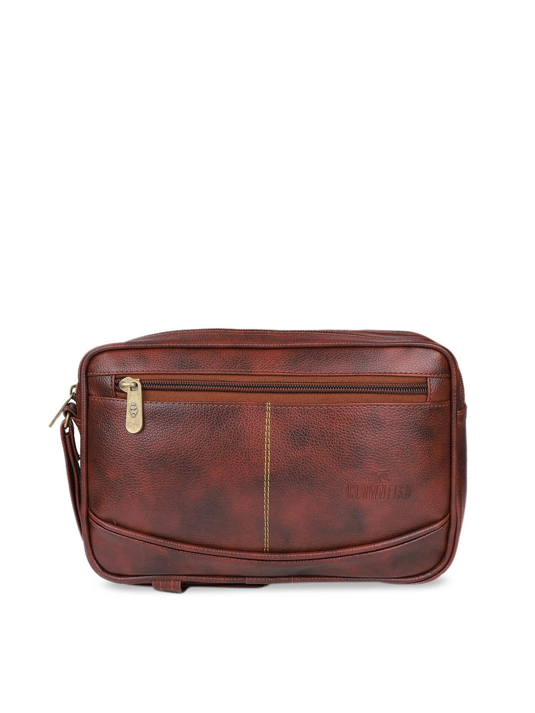 

THE CLOWNFISH Unisex Brown Multipurpose Travel Pouch With Wrist Loop