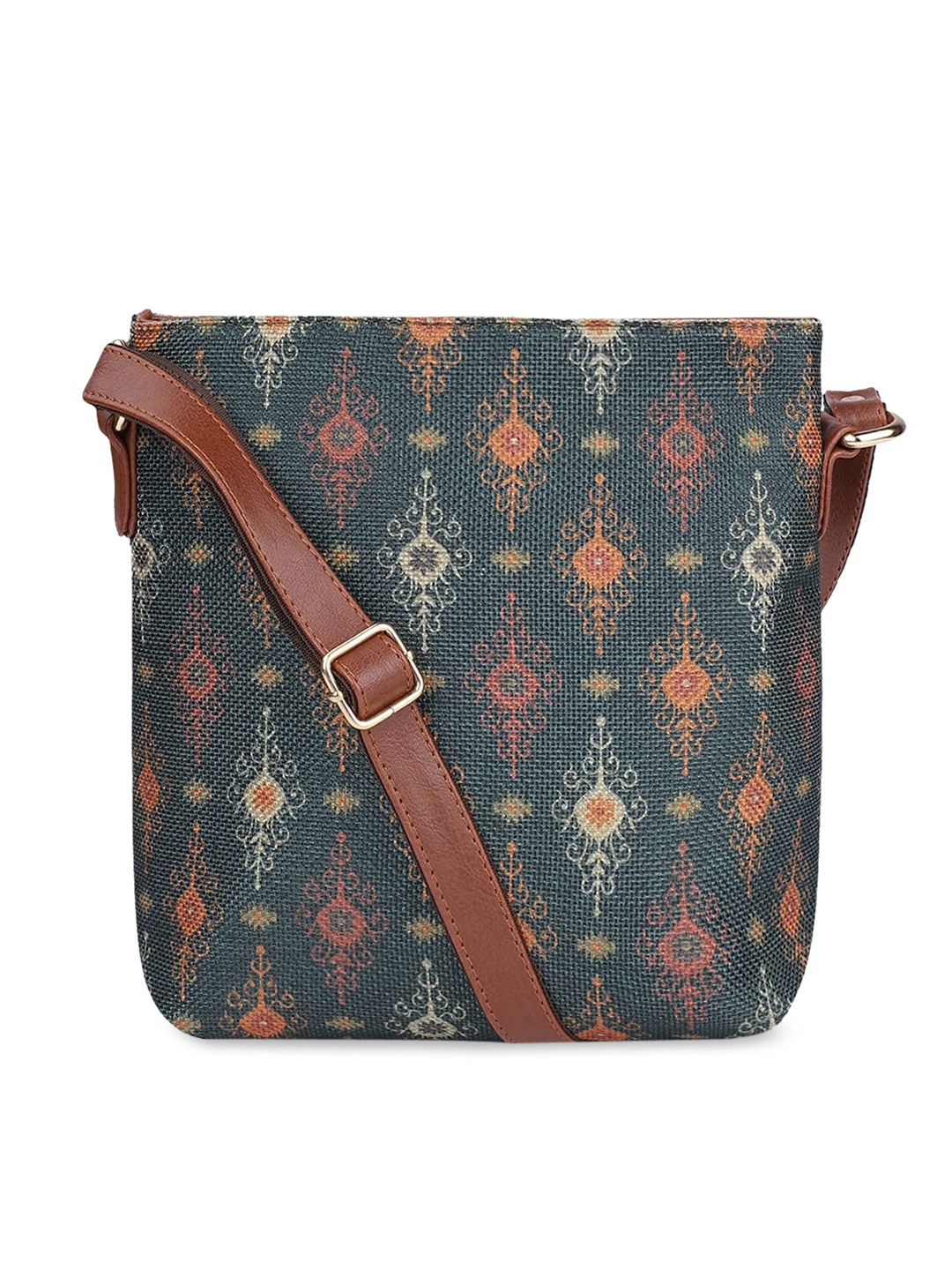 THE CLOWNFISH Aahna Green Floral Printed Shopper Sling Bag