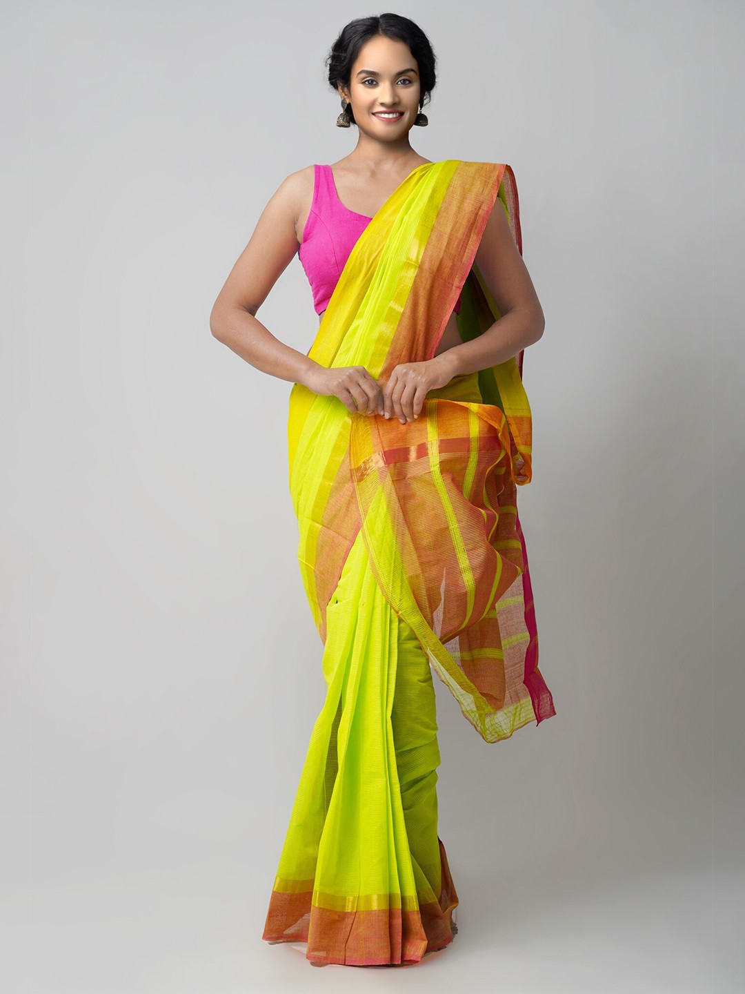 

Unnati Silks Green Woven Design Pure Pavani Mangalagiri Cotton Saree