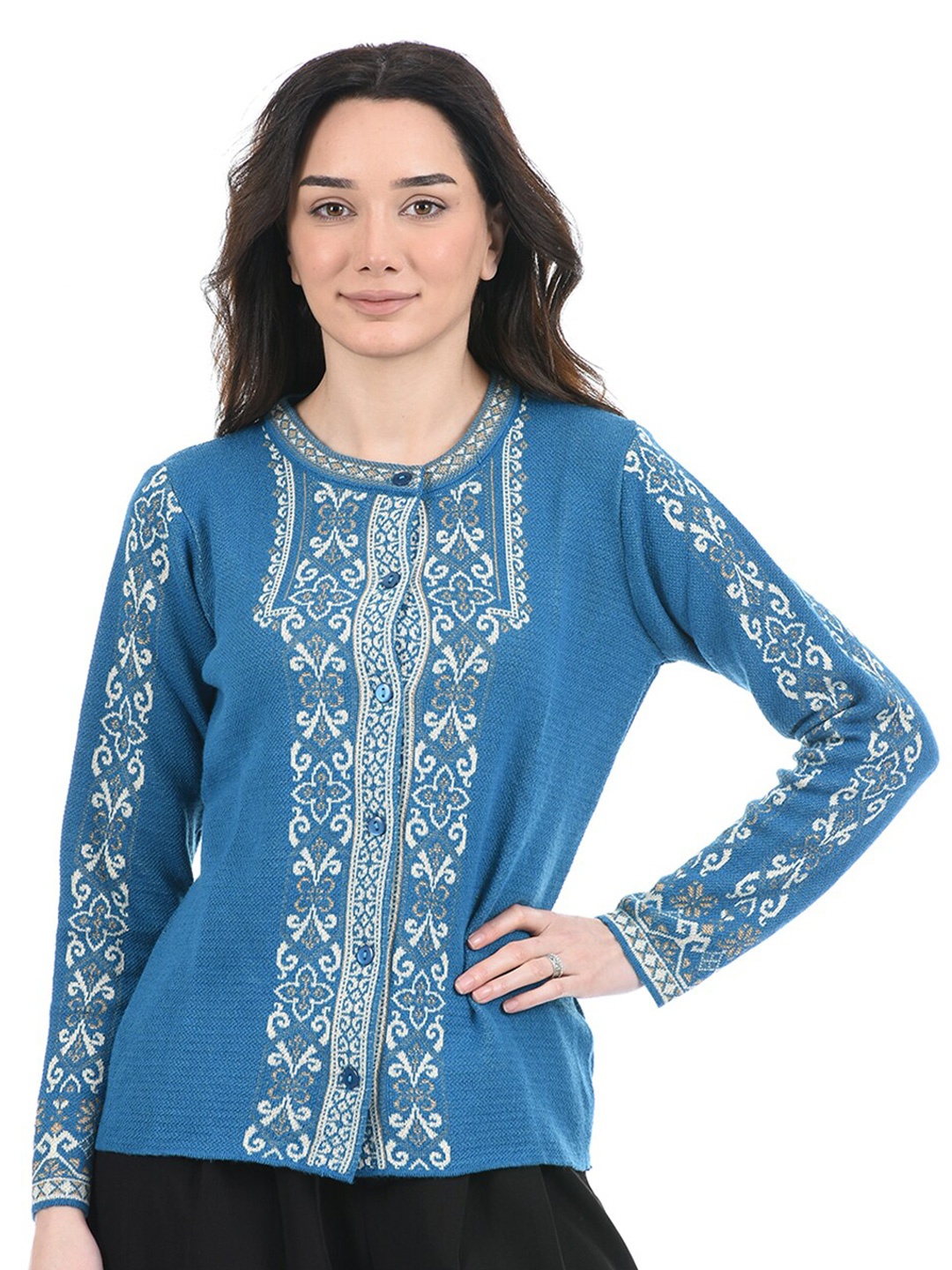 

American Eye Women Blue & White Cardigan