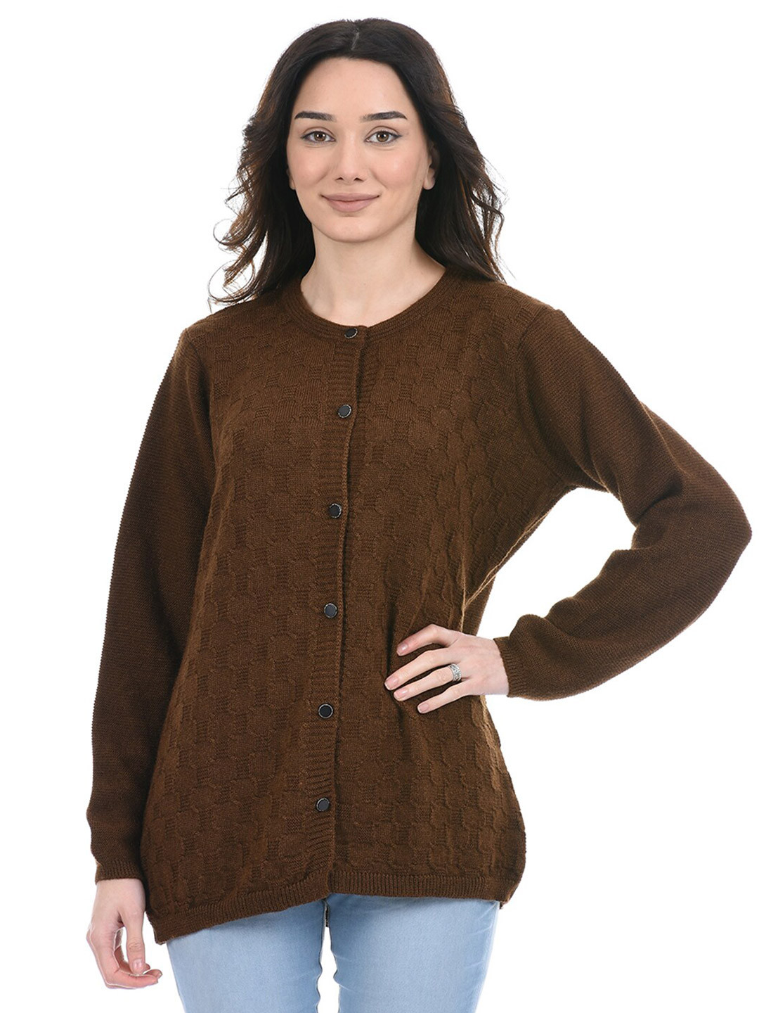 

American Eye Women Brown Cable Knit Cardigan