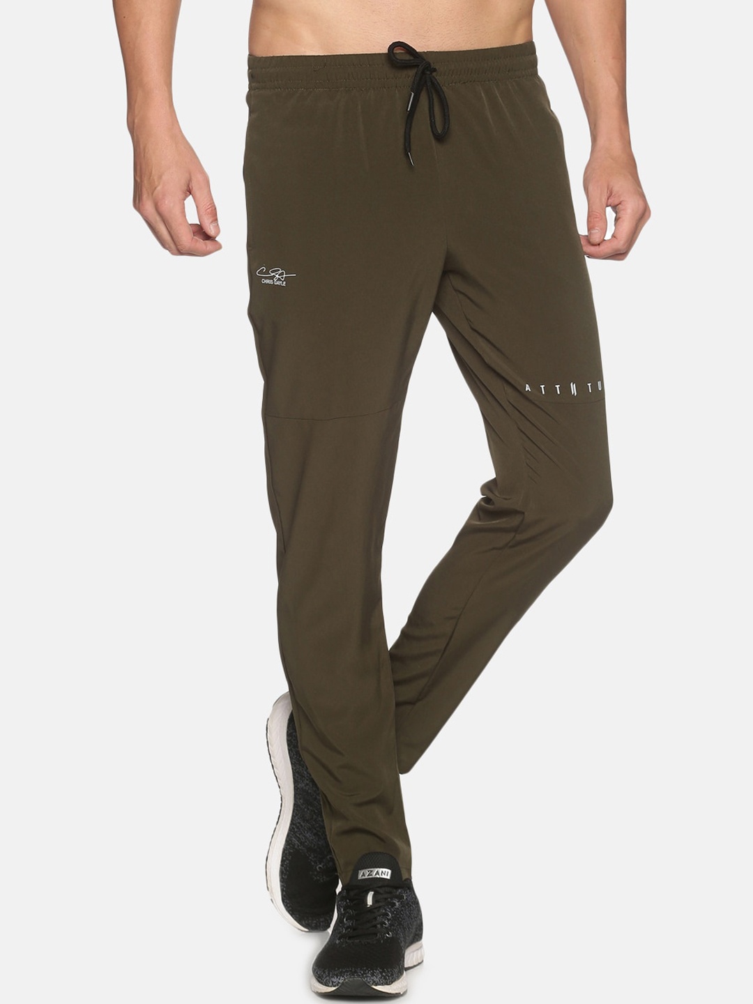 

ATTIITUDE Men Olive Green Solid Slim-Fit Trackpant