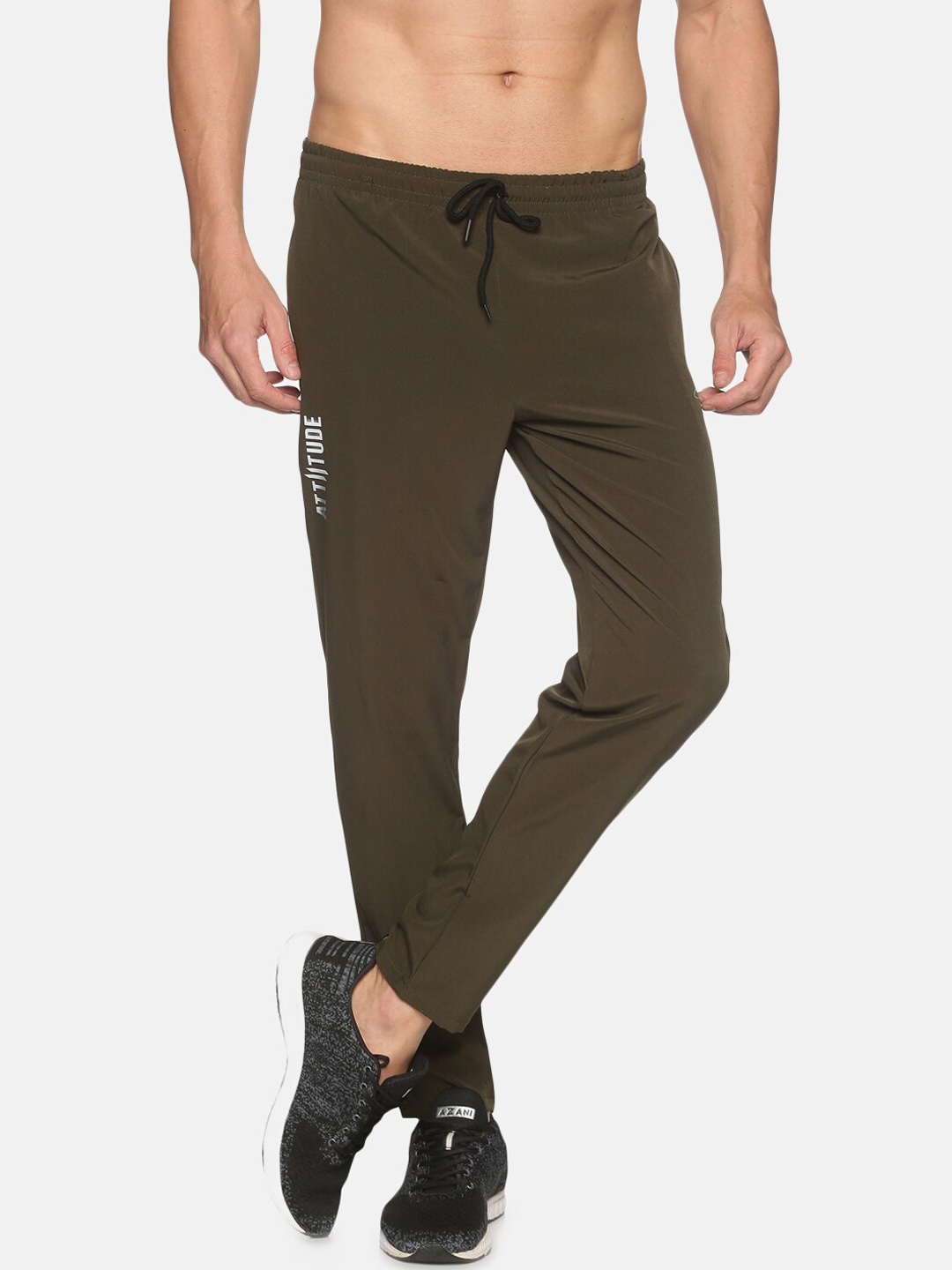 

ATTIITUDE Men Olive-Green Solid Slim-Fit Track Pants