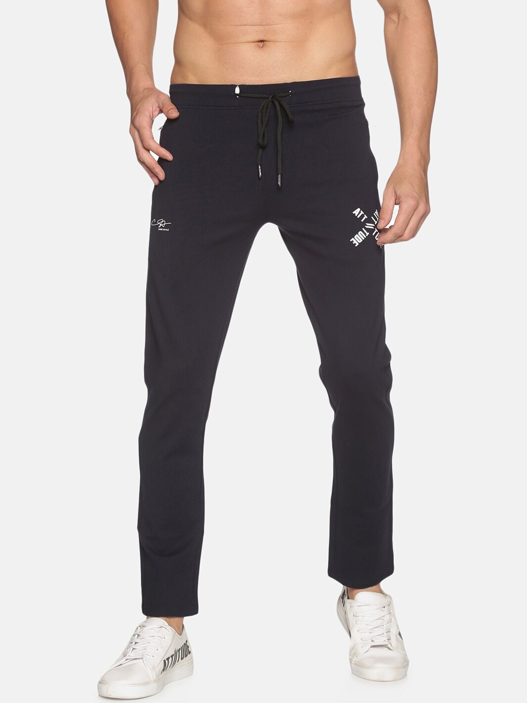 

ATTIITUDE Men Navy Blue Solid Slim-Fit Track Pants