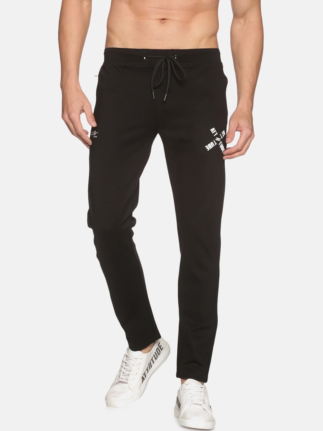 

ATTIITUDE Men Black Slim-Fit Track Pants