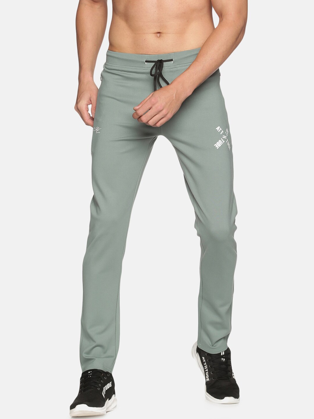 

ATTIITUDE Men Olive Green Solid Slim-Fit Track Pants