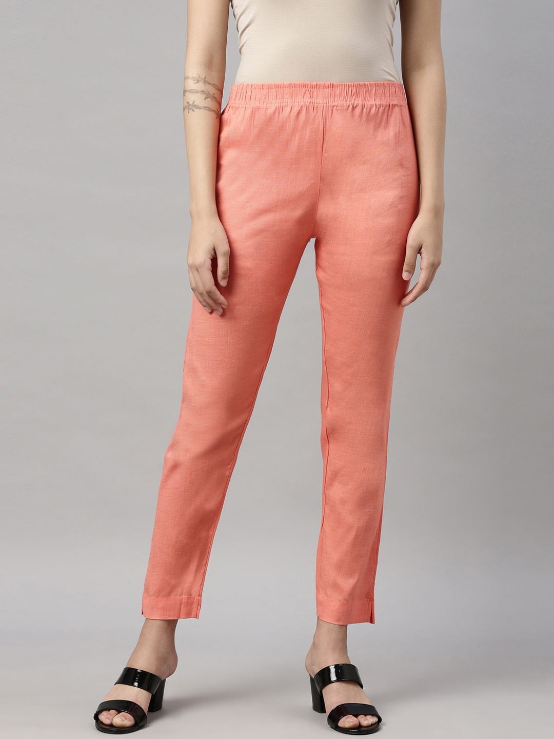 

GOLDSTROMS Women Peach-Coloured Cigarette Trousers