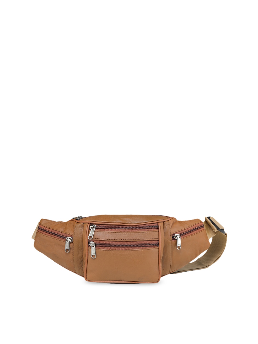 

K London Unisex Tan-Brown Leather Waist Pouch