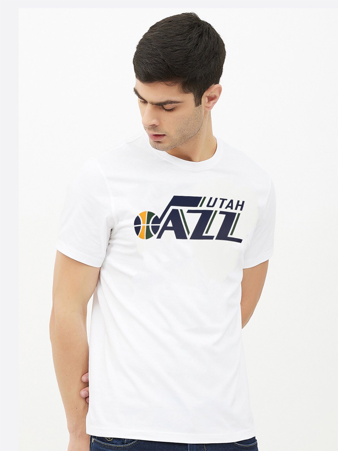 

NBA Men White Utah Jazz Classic Crest T-Shirt