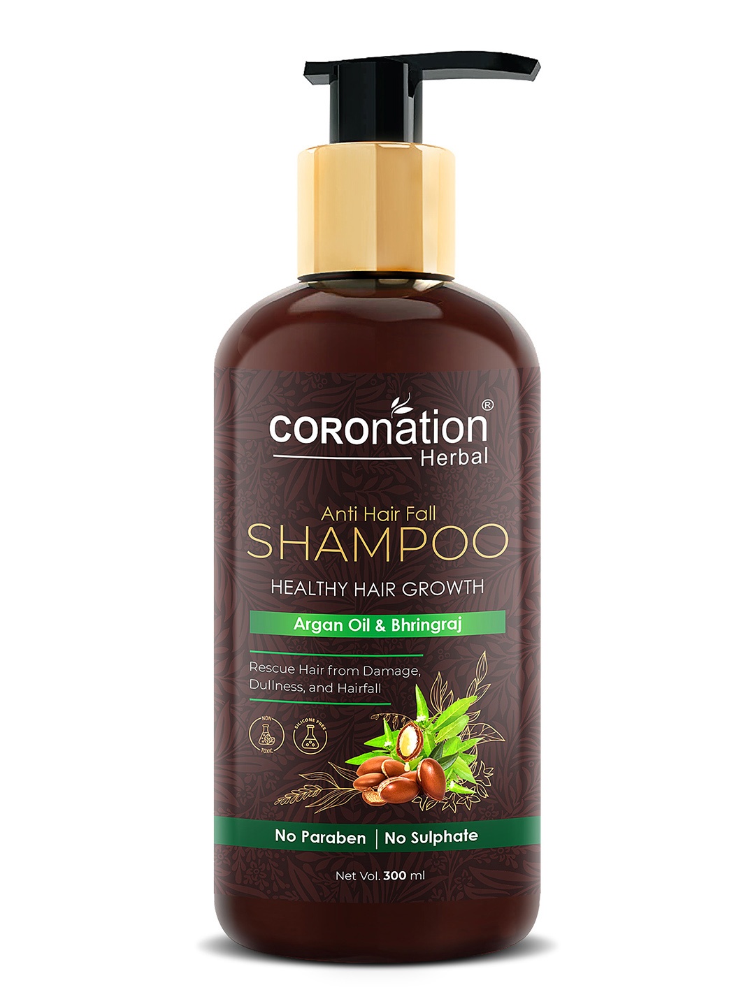 

COROnation Herbal Argan Oil & Bhringraj Anti Hair Fall Shampoo 300 ml, Brown