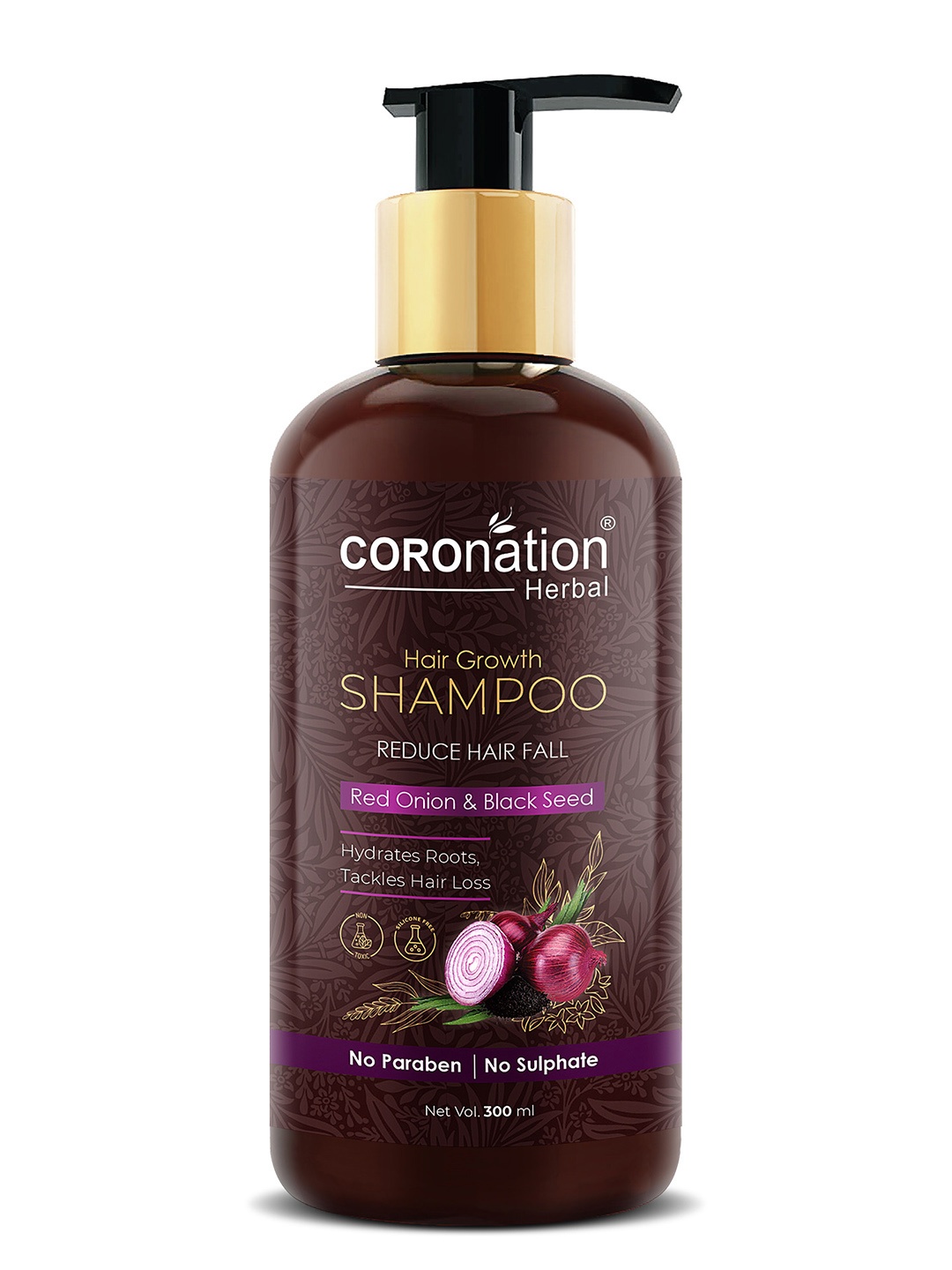 

COROnation Herbal Red Onion & Black Seed Hair Growth Shampoo 300 ml, Brown