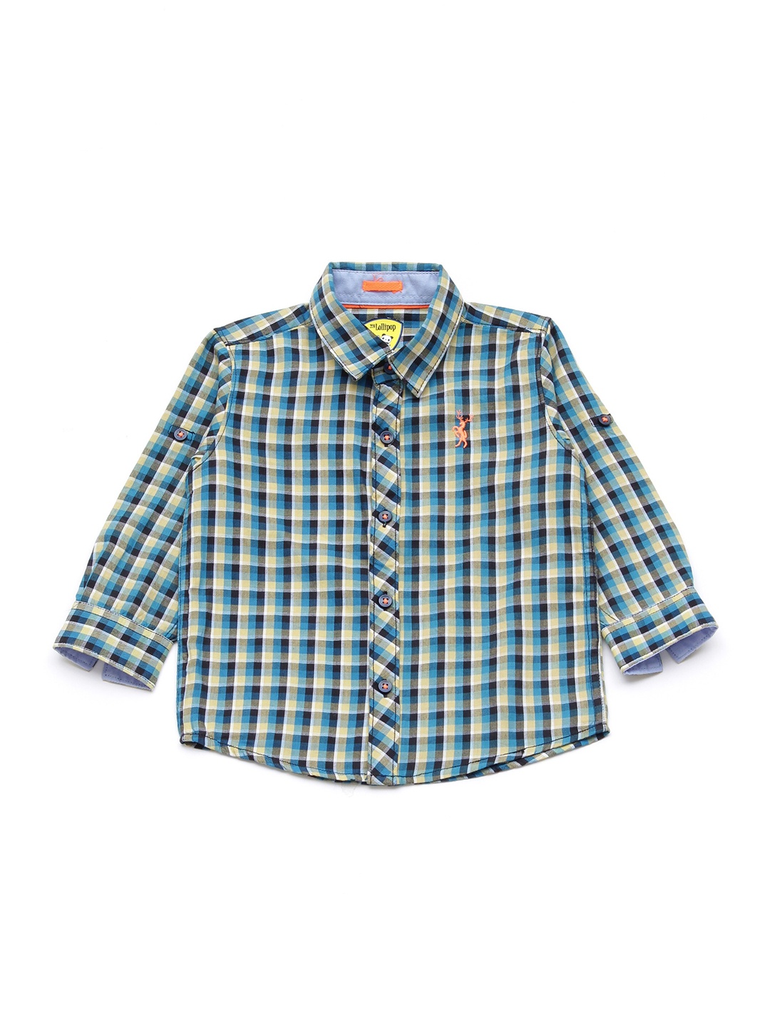 

Lil Lollipop Boys Blue Checked Cotton Casual Shirt