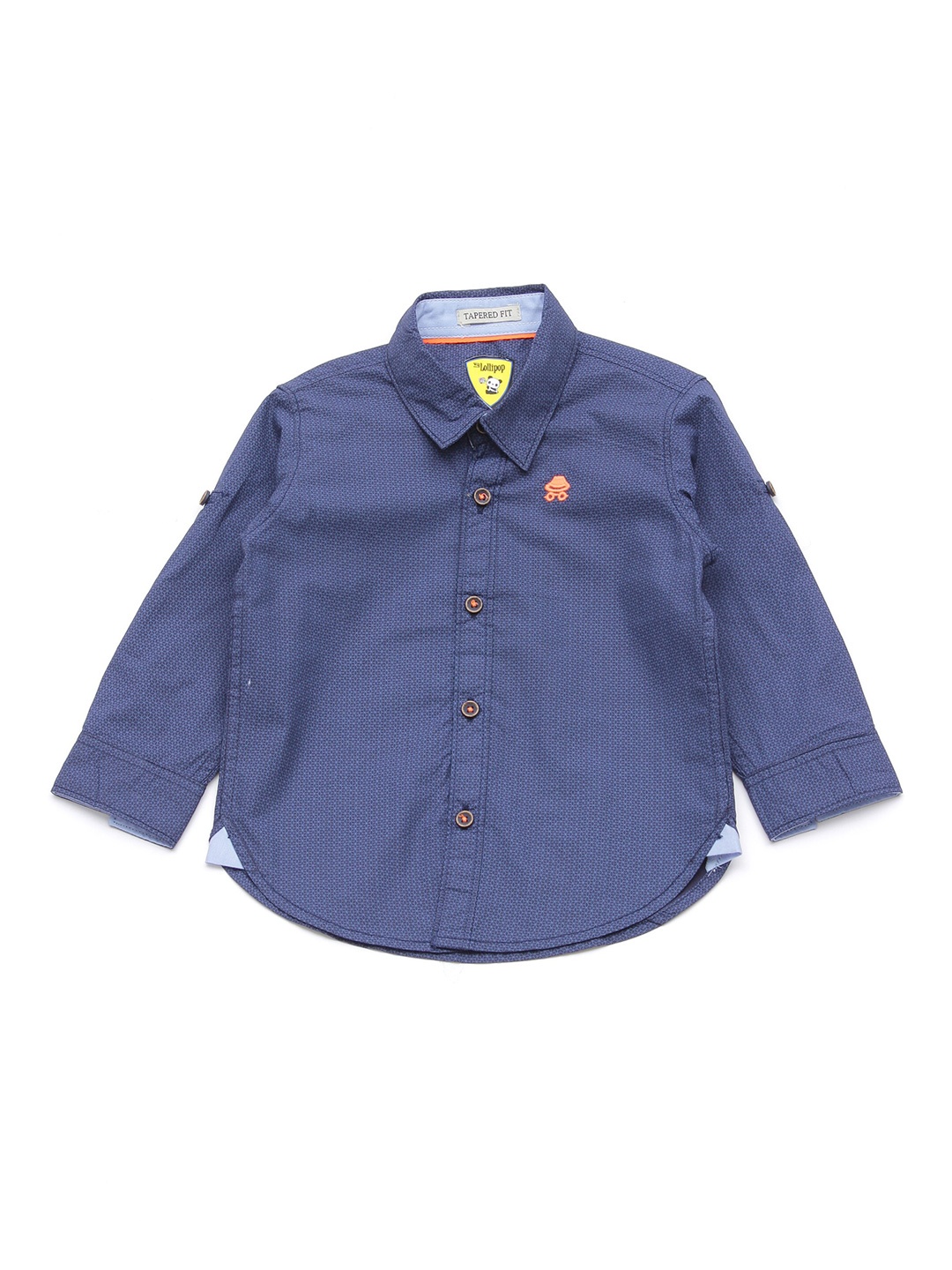 

Lil Lollipop Boys Blue Self Design Cotton Casual Regular Fit Shirt