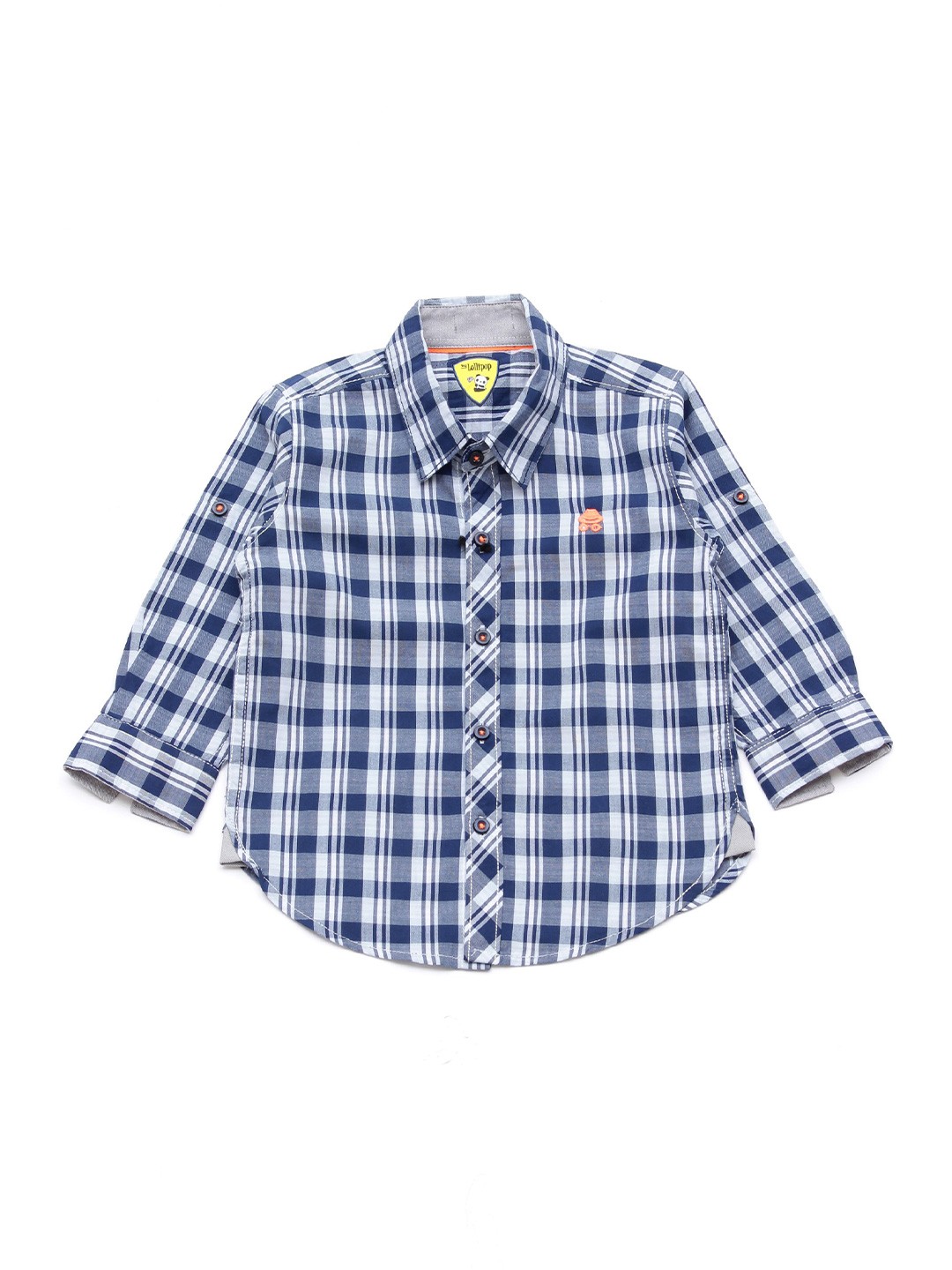 

Lil Lollipop Boys Blue Checked Pure Cotton Casual Shirt