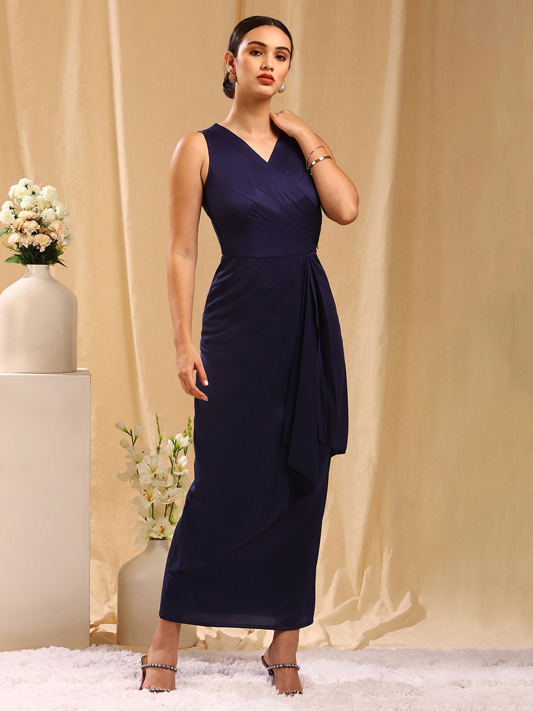 

TRENDY DIVVA Women Blue Layered Wrap Maxi Dress