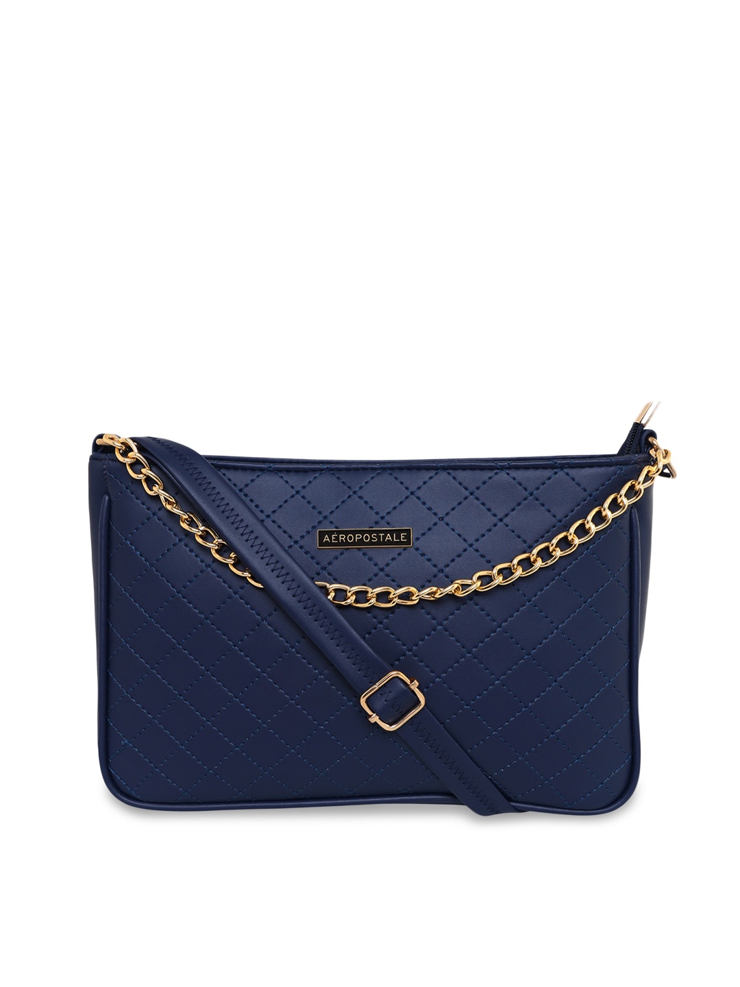 

Aeropostale Blue Textured PU Structured Sling Bag with Quilted